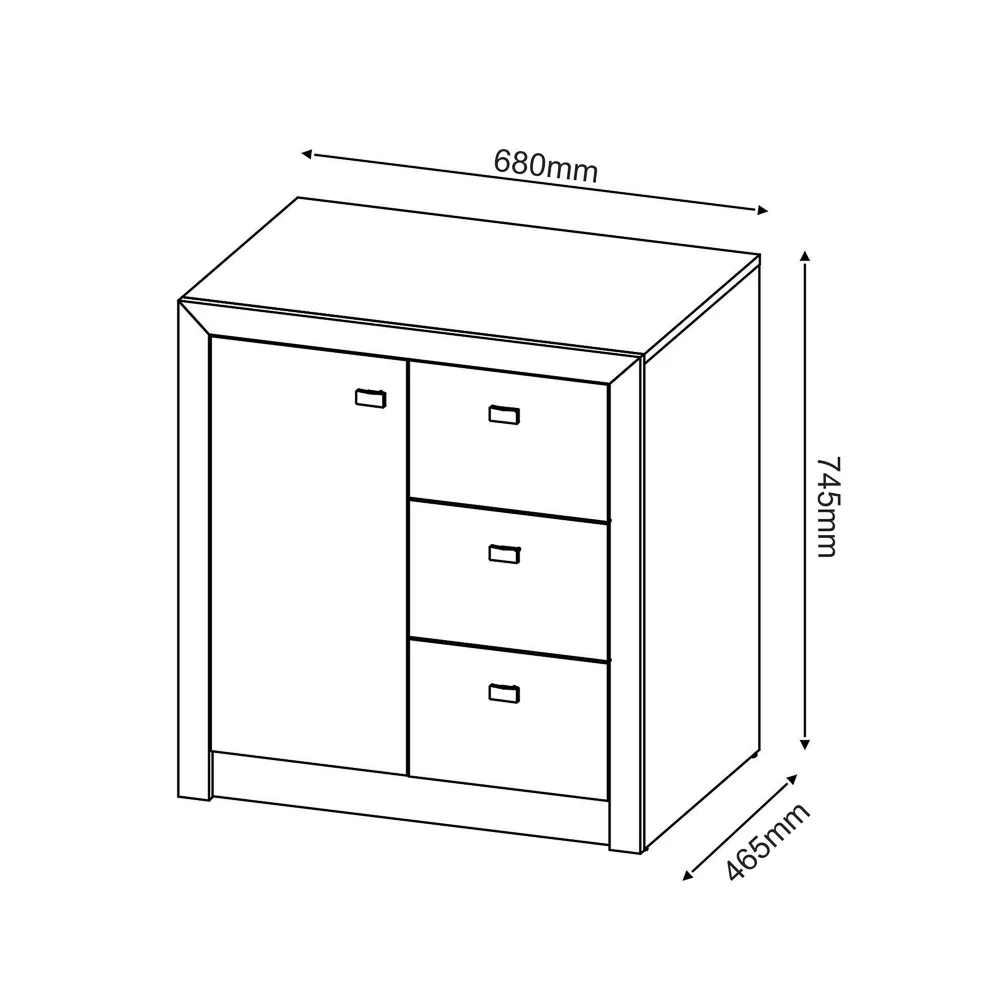 Armário 03 Gavetas e 01 Porta para Home Office ME4111 Nogal - Tecno Mobili