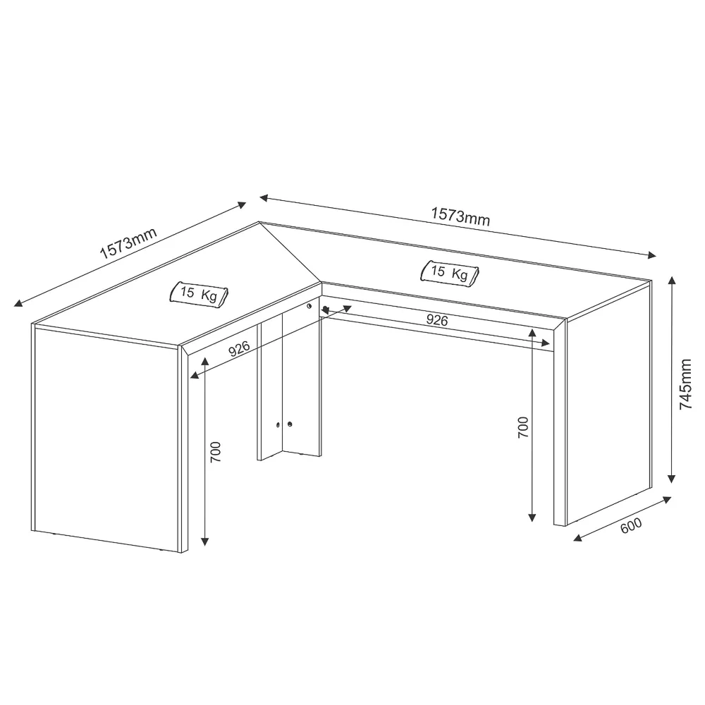 Mesa de canto para Home Office ME4116 Nogal - Tecno Mobili