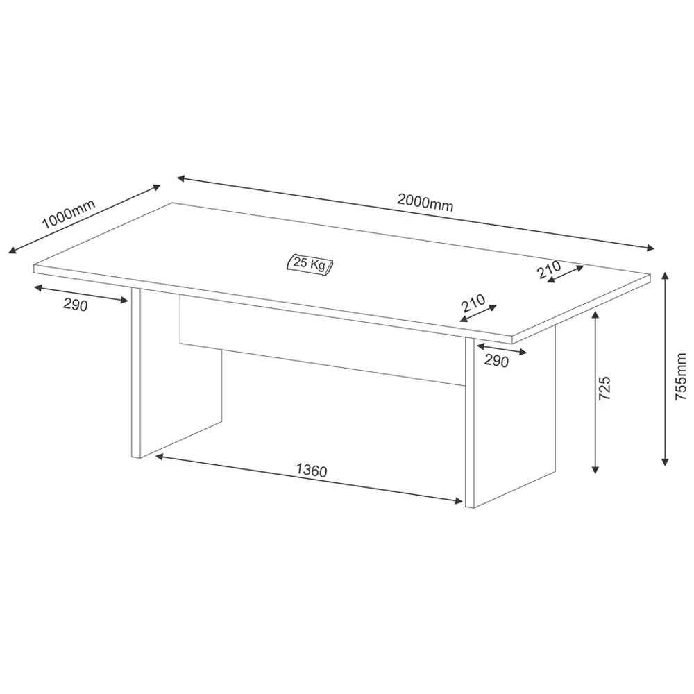 Mesa Escritório Reunião 200x71x100 cm ME4119 Nogal - Tecno Mobili