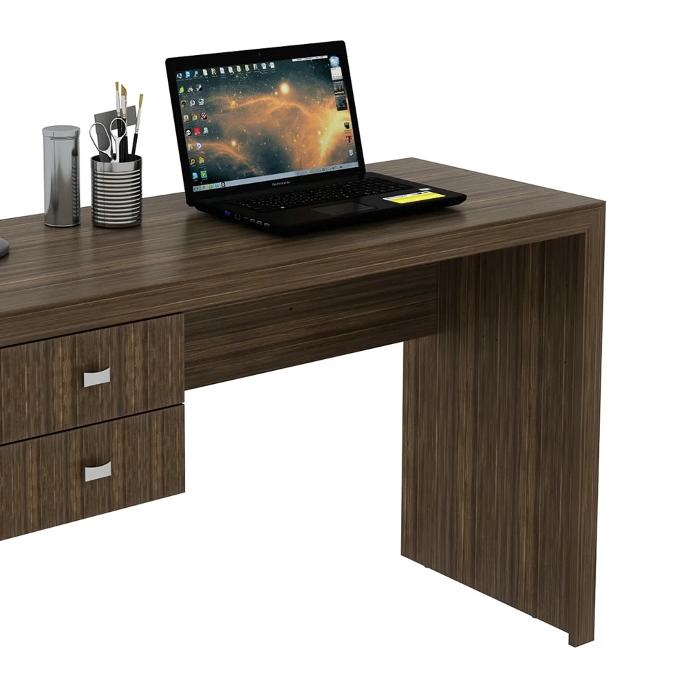 Mesa para Escritório 02 Gavetas ME4123 Nogal - Tecno Mobili