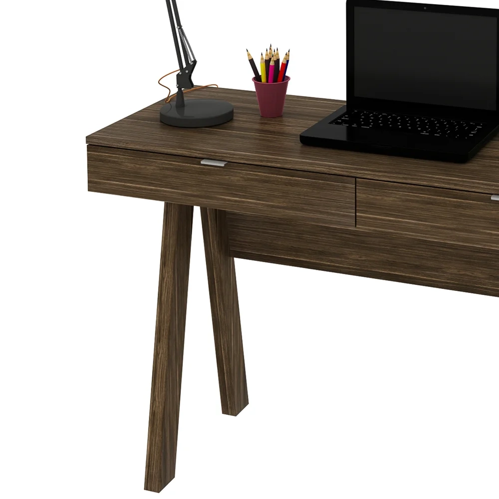Mesa Para Escritório 2 Gavetas ME4128 Nogal - Tecno Mobili