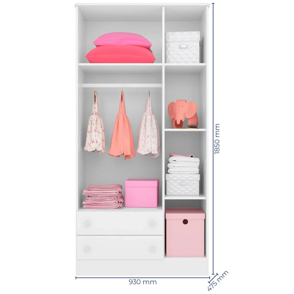 Guarda Roupa Infantil Doce Sonho 3 Portas Branco - Qmovi