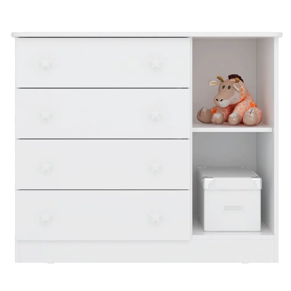 Cômoda Infantil Doce Sonho 1 Porta 4 Gavetas Branco - Qmovi