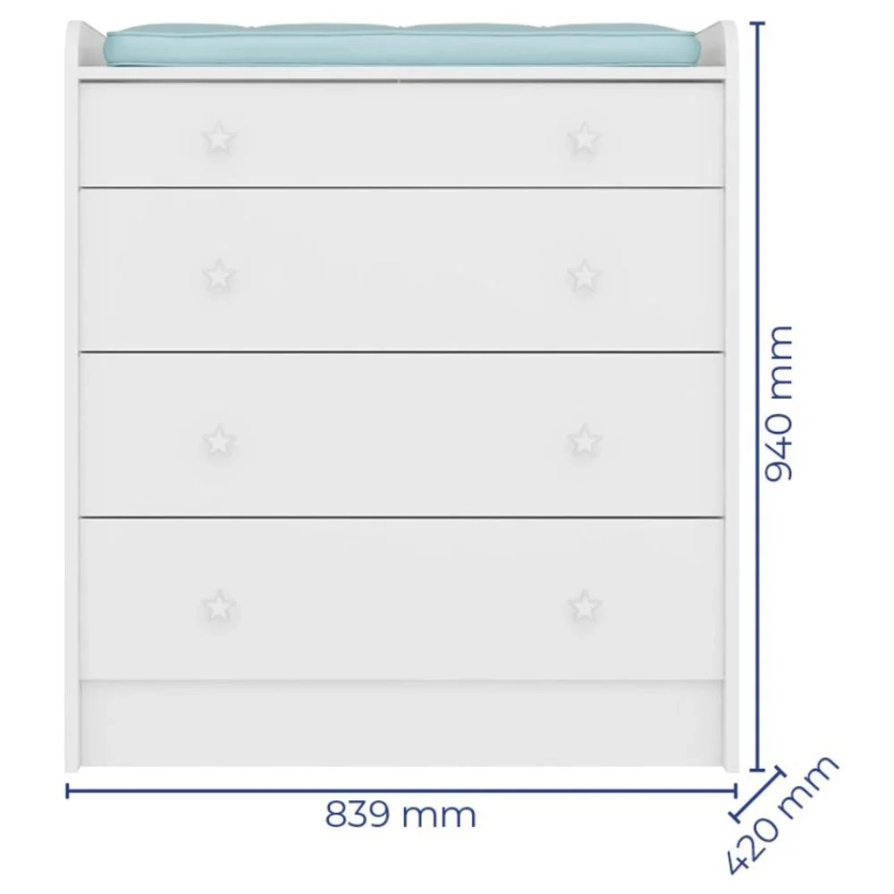 Berço Simples 130x60 e Cômoda 64cm Doce Sonho Branco - Qmovi