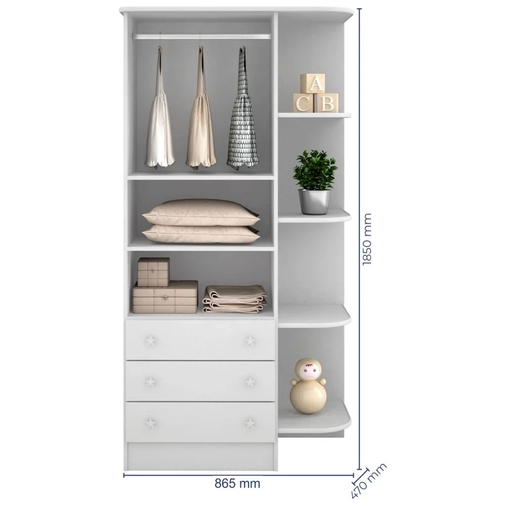Berço 130x60 Cômoda e Guarda Roupa Doce Sonho Branco - Qmovi