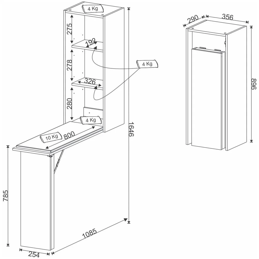 Armário Tábua de Passar Retrátil TP3030 Branco - Tecno Mobili