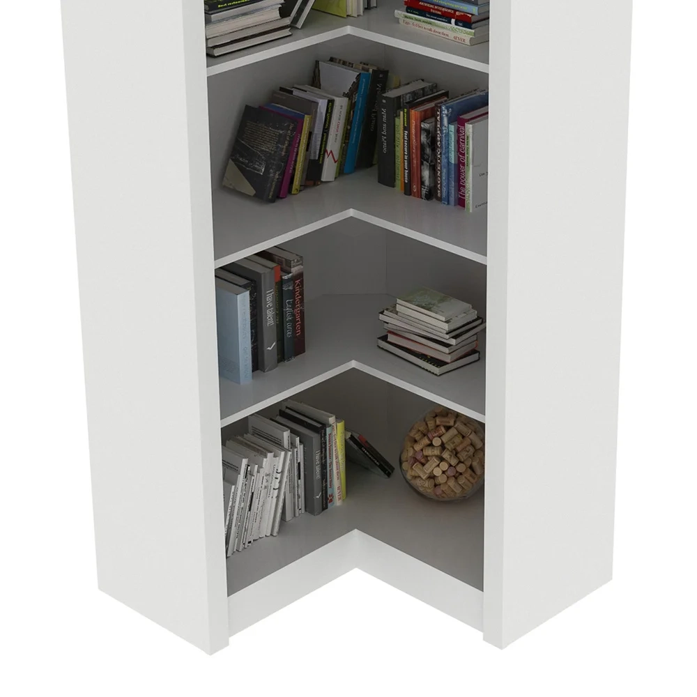 Armário em L 68cm Escritório 4 Prateleiras Branco - Tecno Mobili