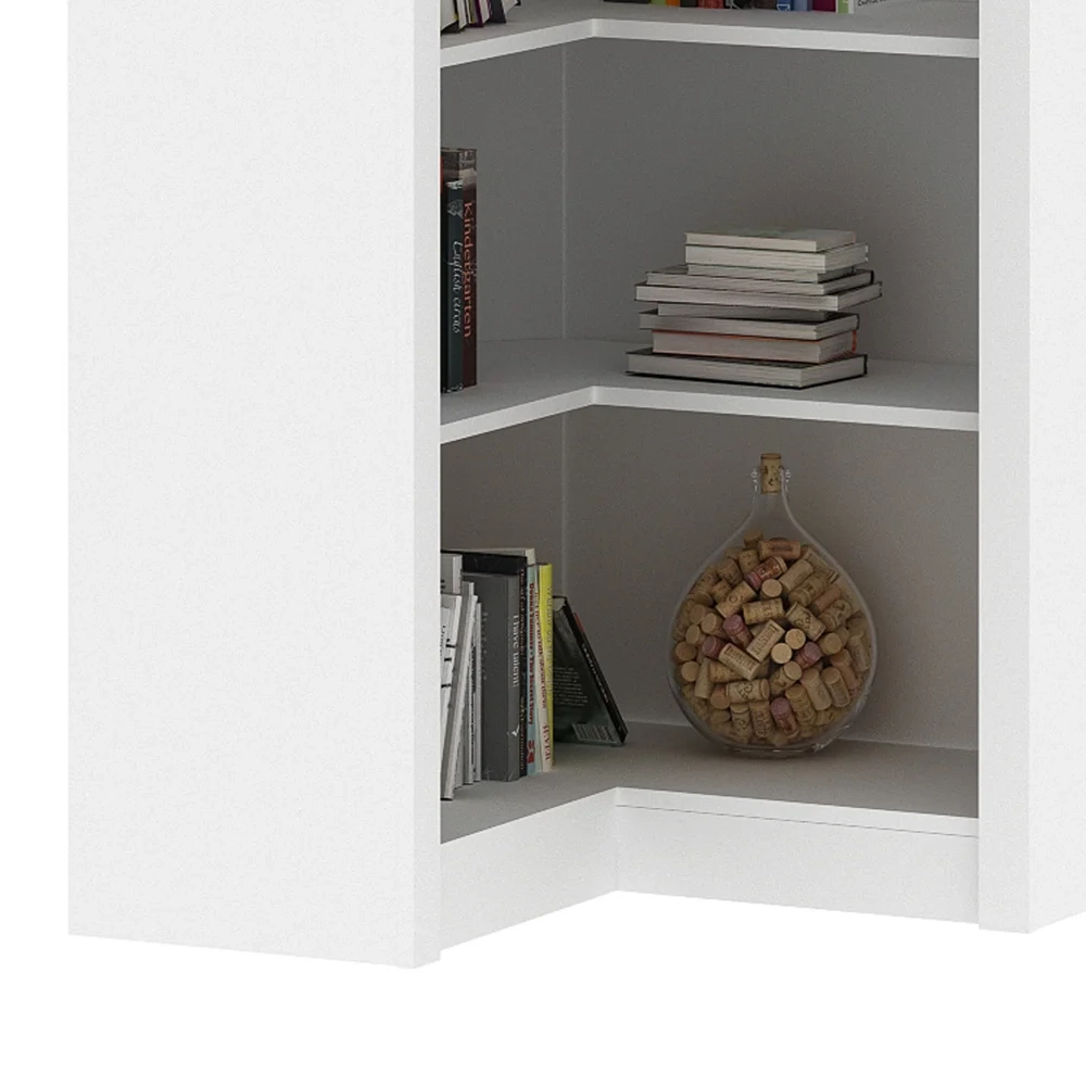 Armário em L 68cm Escritório 4 Prateleiras Branco - Tecno Mobili