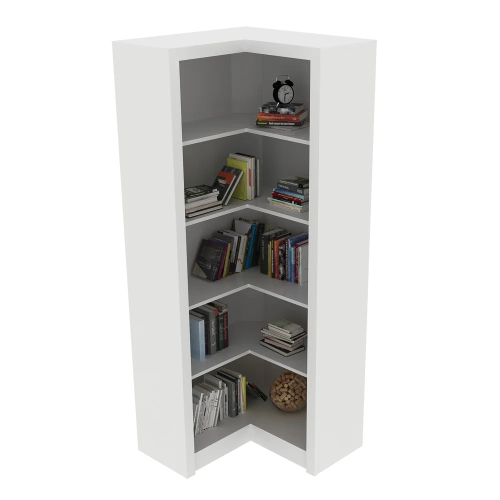 Armário em L 68cm Escritório 4 Prateleiras Branco - Tecno Mobili