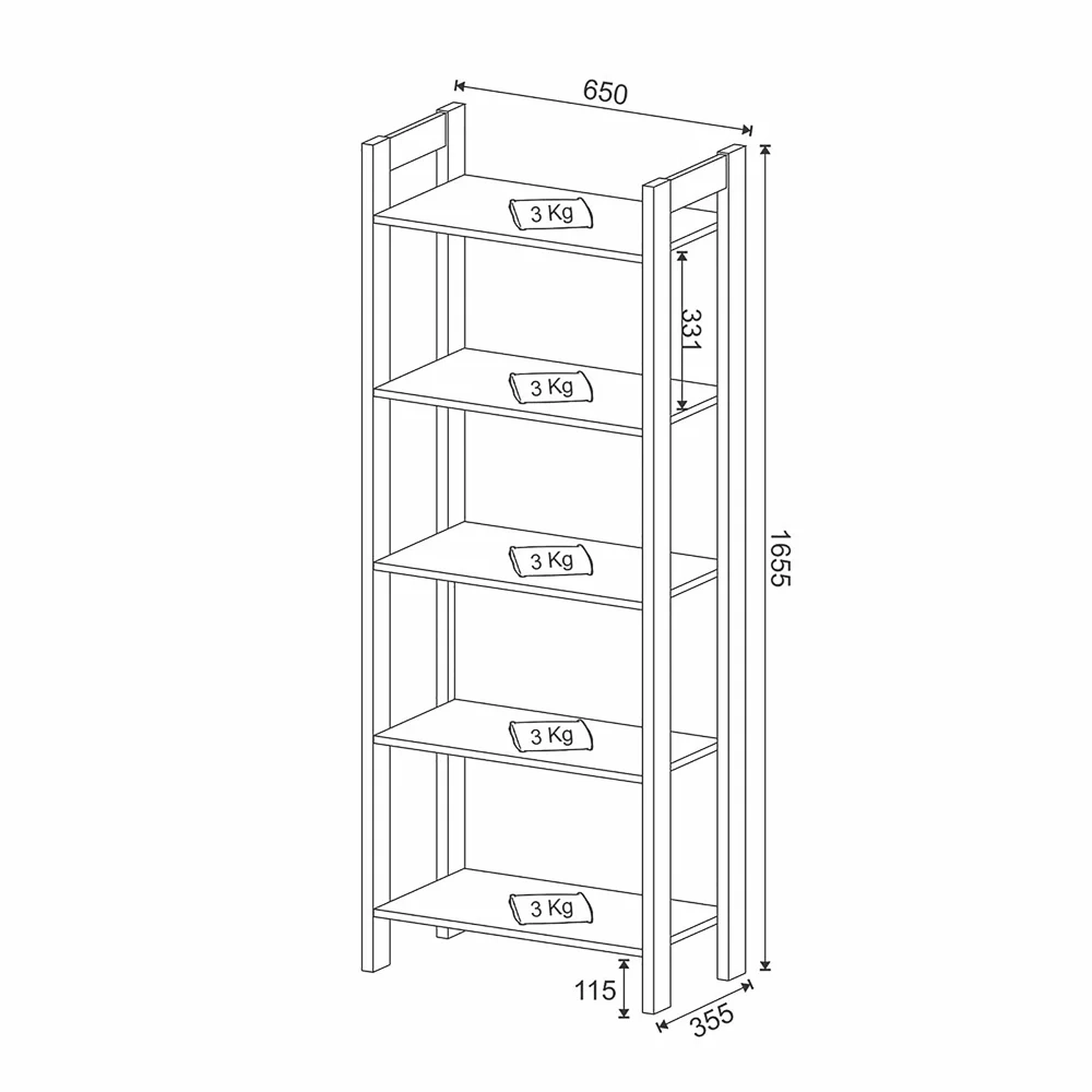 Estante Multiuso AZ1005 Branco/Nogal - Tecno Mobili