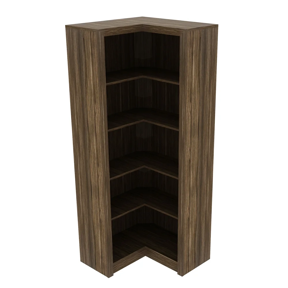 Armário em L 68cm Escritório 4 Prateleiras Nogal - Tecno Mobili