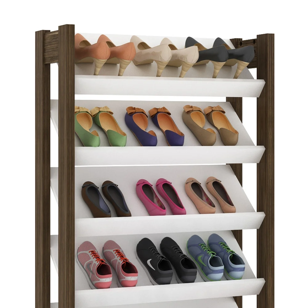 Armário Multiuso Sapateira AZ1006 Branco/Nogal - Tecno Mobili