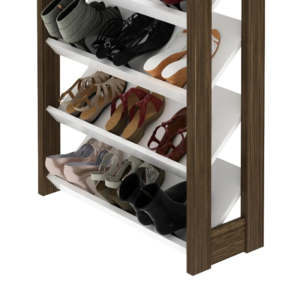 Armário Multiuso Sapateira AZ1006 Branco/Nogal - Tecno Mobili
