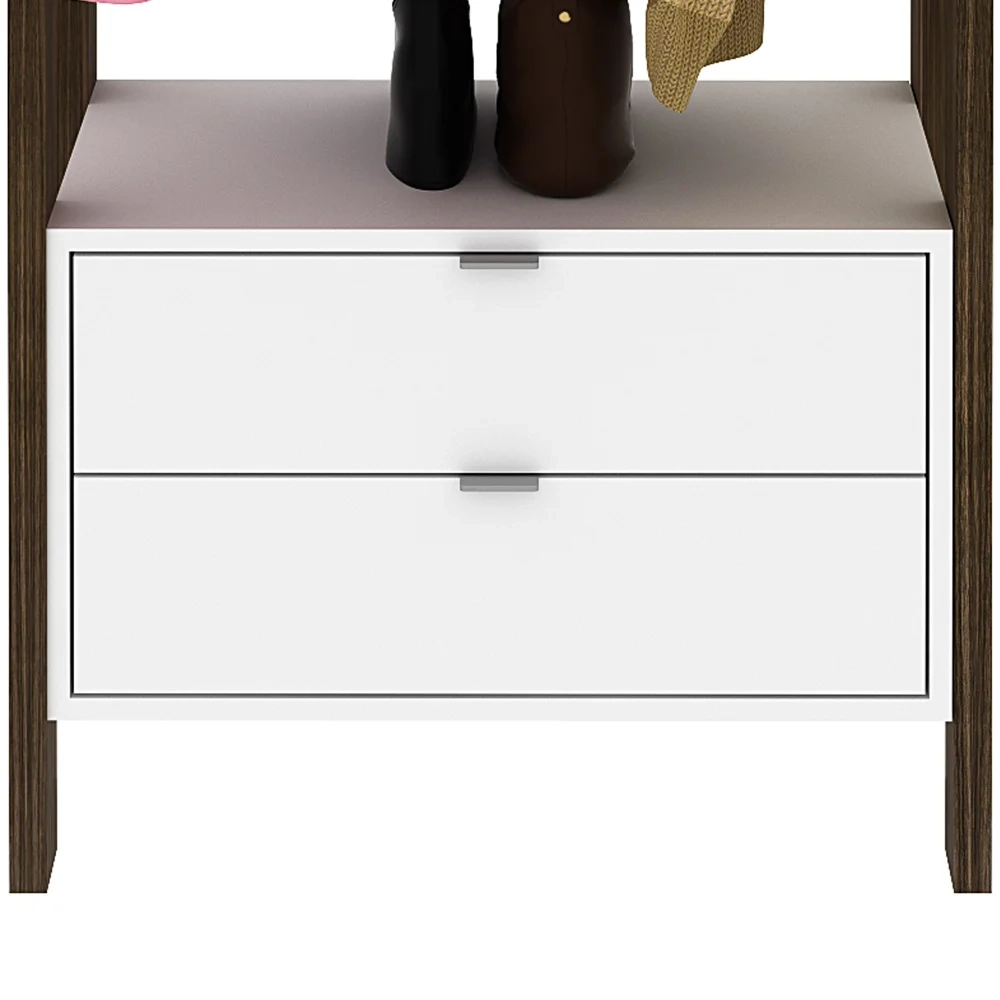 Guarda Roupa Solteiro Closet AZ1011 Branco/Nogal - Tecno Mobili