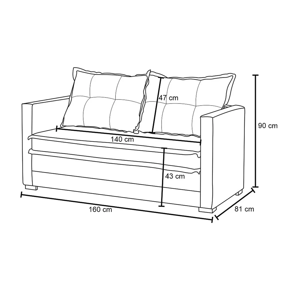 Sofá Cama Casal Articulável 2 Lugares Londres Suede Bege - D'Monegatto