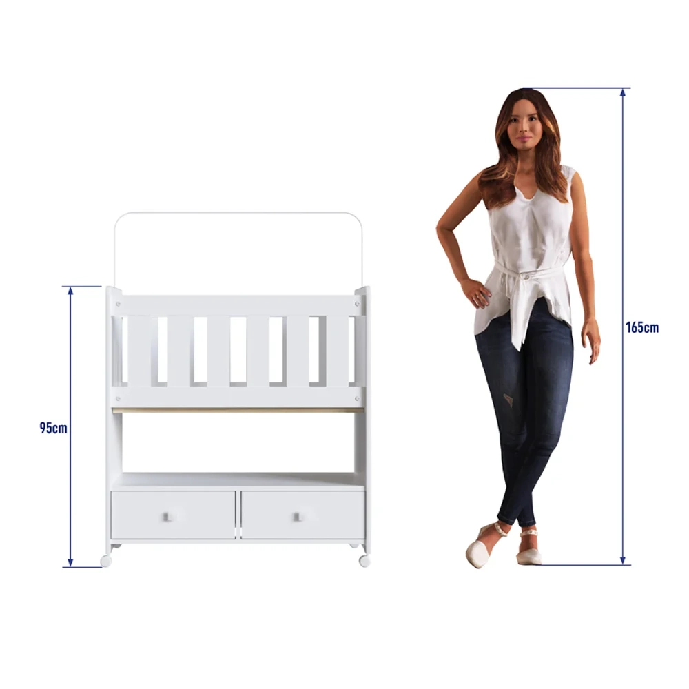 Mini Berço Moisés Certificado pelo Inmetro BY 510 2 Gavetas Branco - Completa Móveis