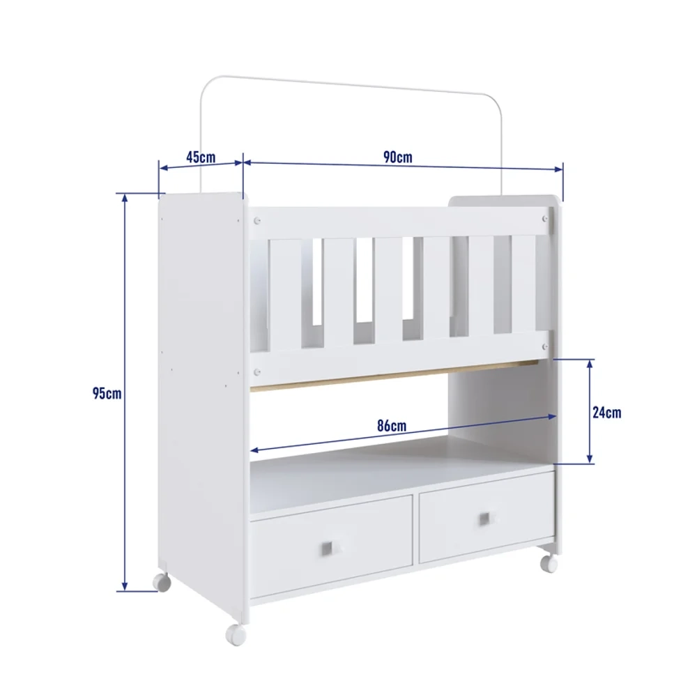 Mini Berço Moisés Certificado pelo Inmetro BY 510 2 Gavetas Branco - Completa Móveis