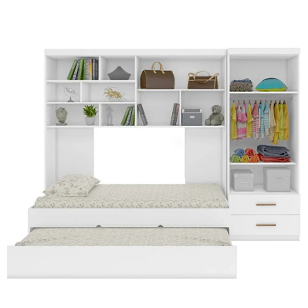 Quarto Infantil Modulado 4 Portas Com Bicama Chiara Branco - Phoenix