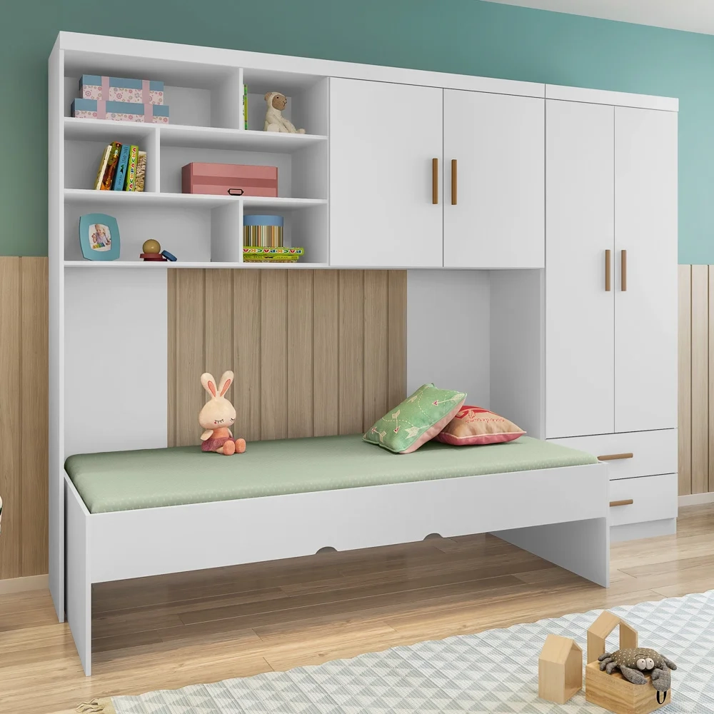 Quarto Infantil Modulado 4 Portas Com Bicama Chiara Branco - Phoenix
