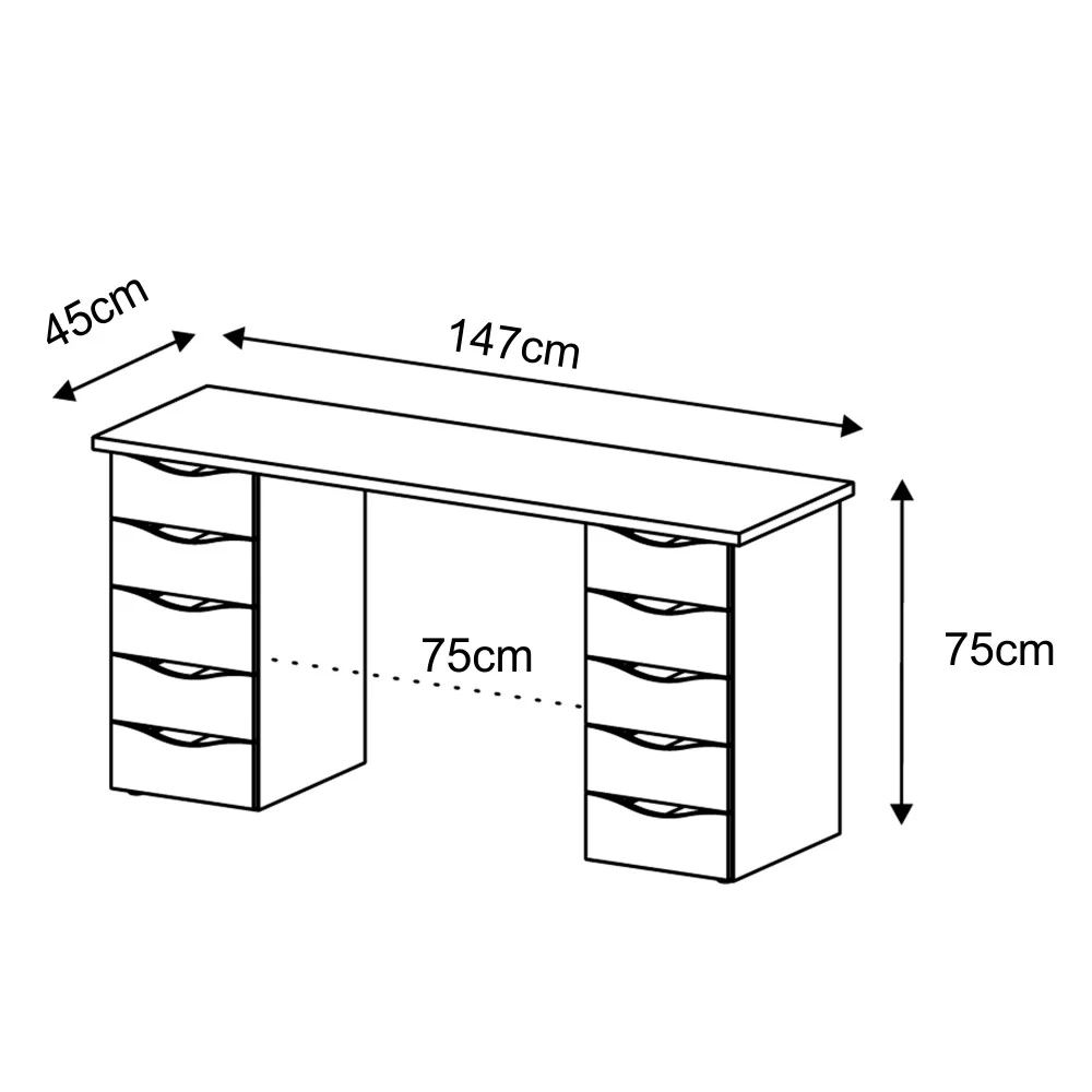 Mesa para Computador Escrivaninha Due Web Nogal/Preto - Artany
