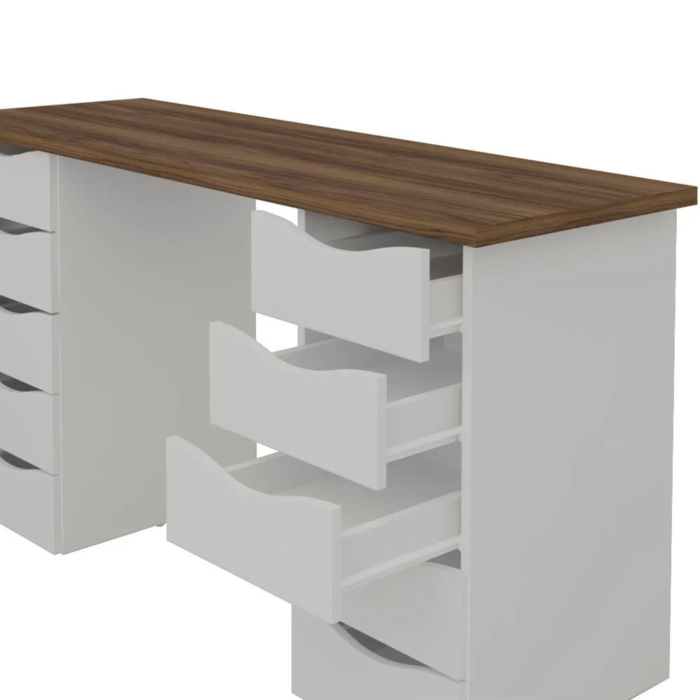 Mesa para Computador Escrivaninha Due Web Nogal/Branco - Artany