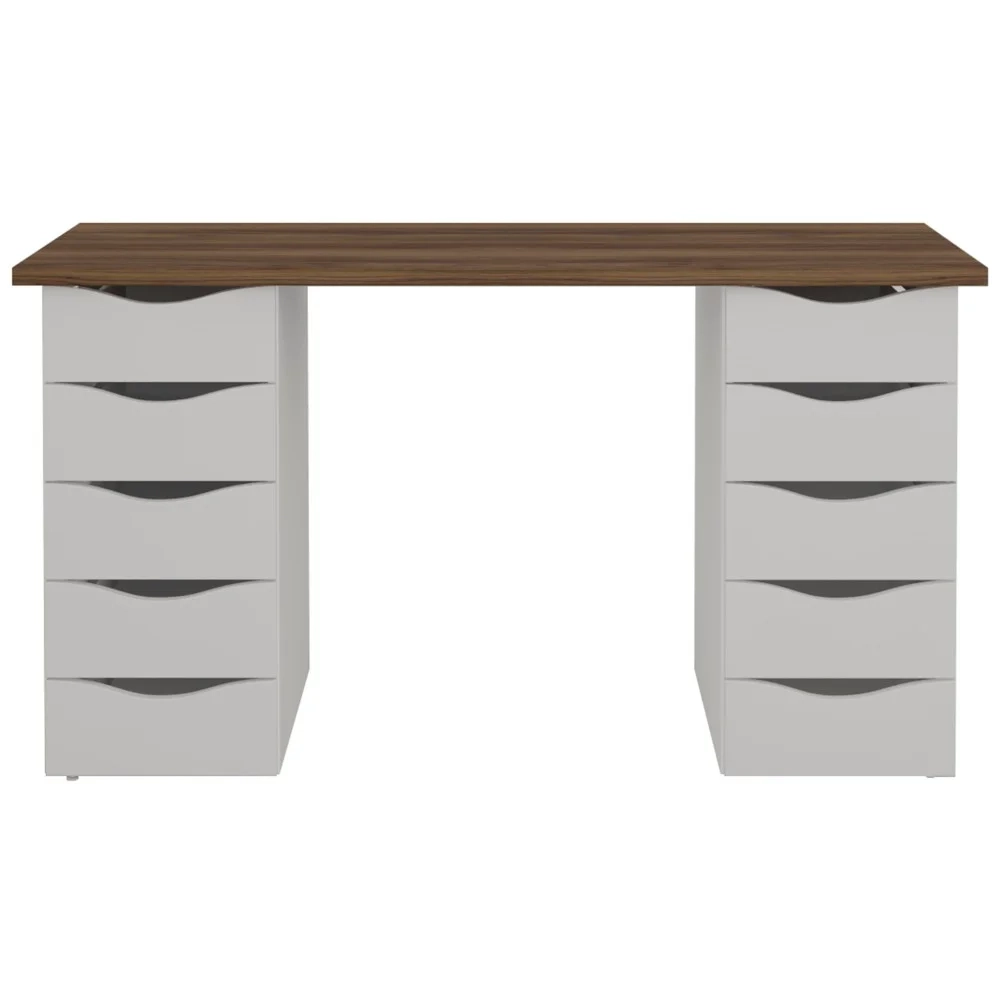 Mesa para Computador Escrivaninha Due Web Nogal/Branco - Artany