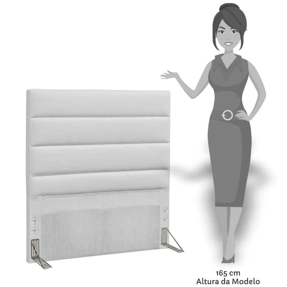Cabeceira Solteiro 90cm Greta Sintético Branco Z51 - Mpozenato