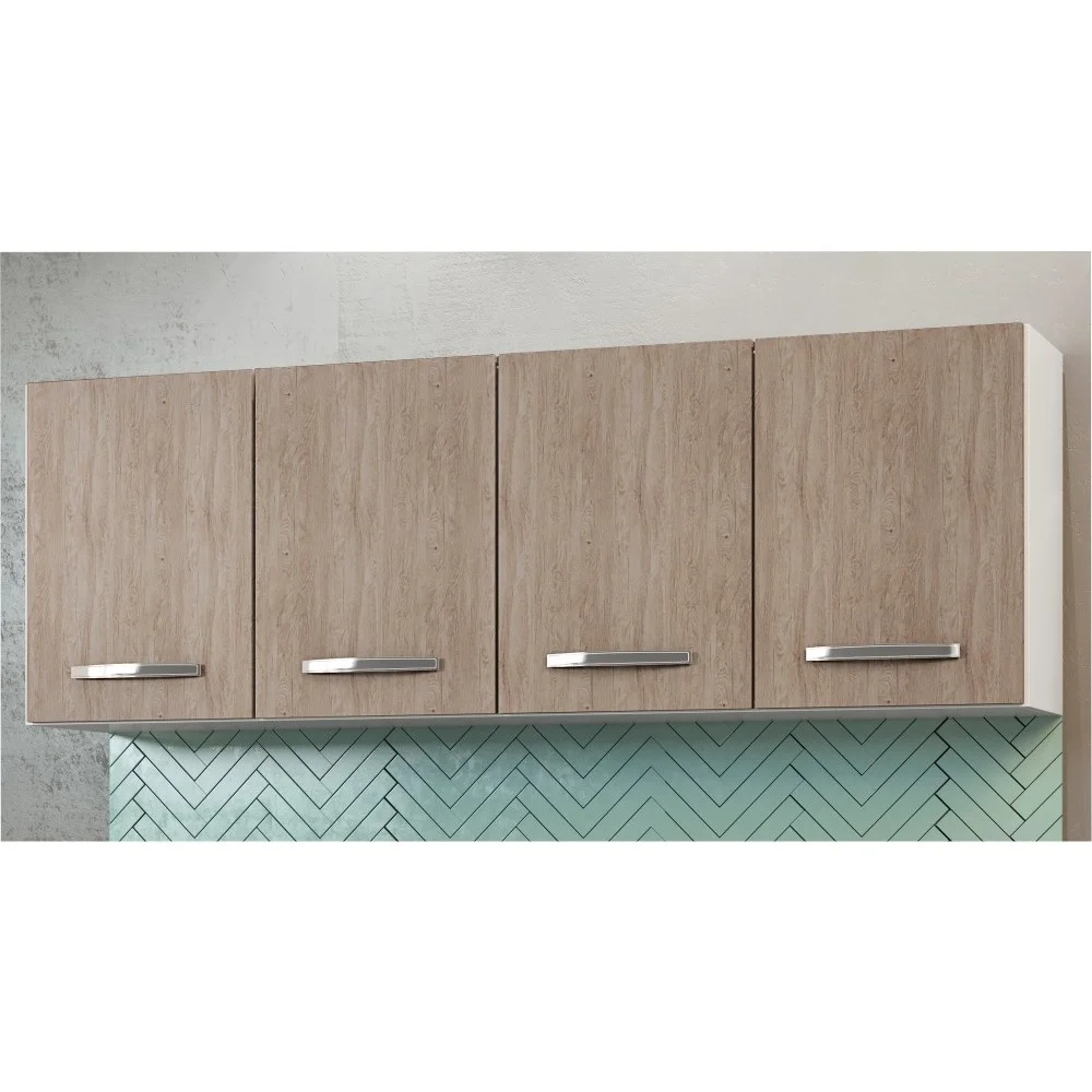 Armário Aéreo Panamá 04 Portas 160cm Branco/Castanho - Lumil Móveis