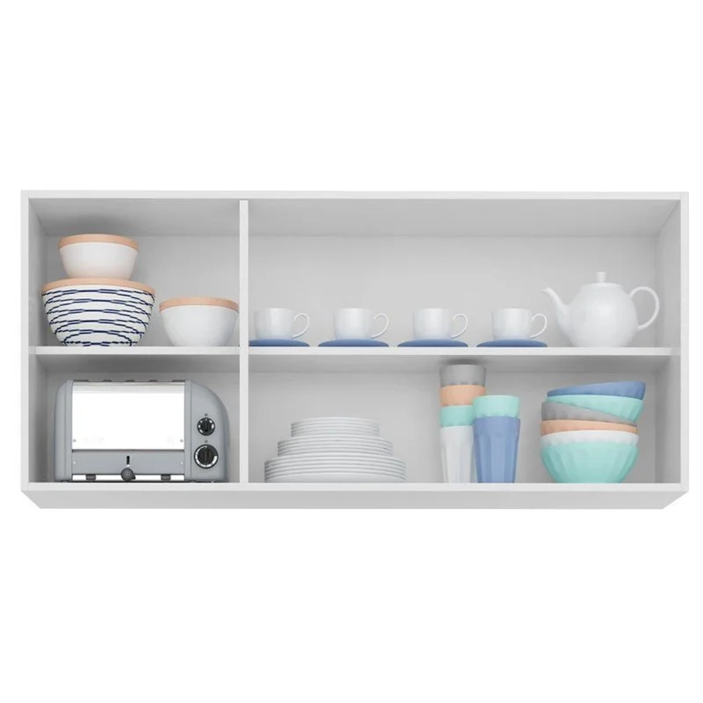 Armário Aéreo Honduras e Balcão Gabinete Suécia com Pia Inox 120cm Branco/Castanho - Lumil Móveis