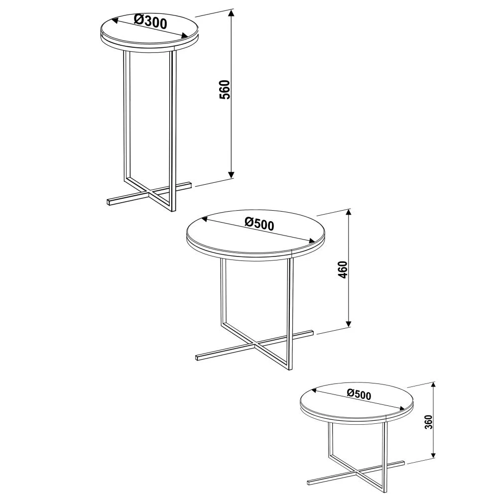 Conjunto Mesas de Centro Volpi Preto - Artesano