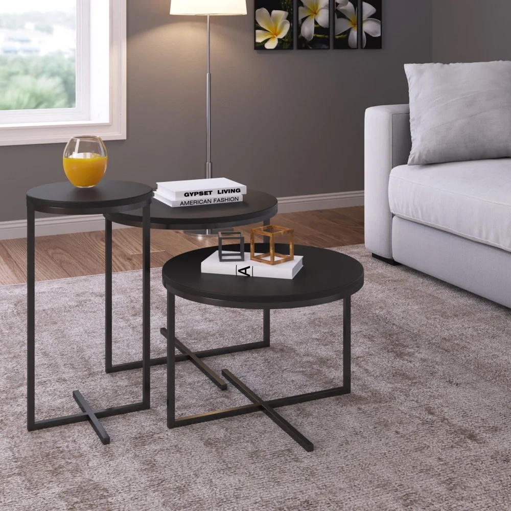 Conjunto Mesas de Centro Volpi Preto - Artesano