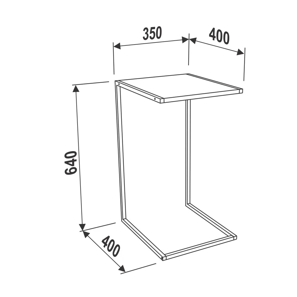 Mesa de Apoio Lateral Steel Quadra 27820 Vermont Base Preta - Artesano