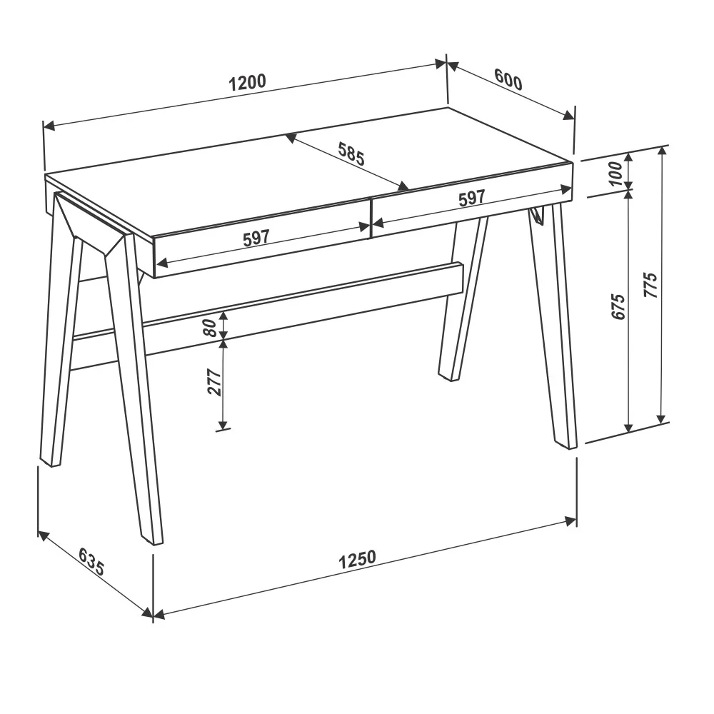 Mesa para Computador Escrivaninha 2 Gavetas Trend 26105 Hanover/Off White - Artesano