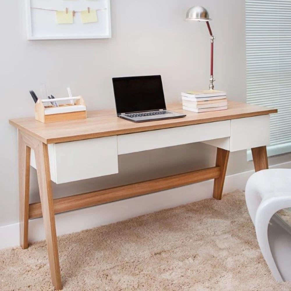 Mesa para Computador Escrivaninha 3 Gavetas Trend 26106 Hanover/Off White - Artesano