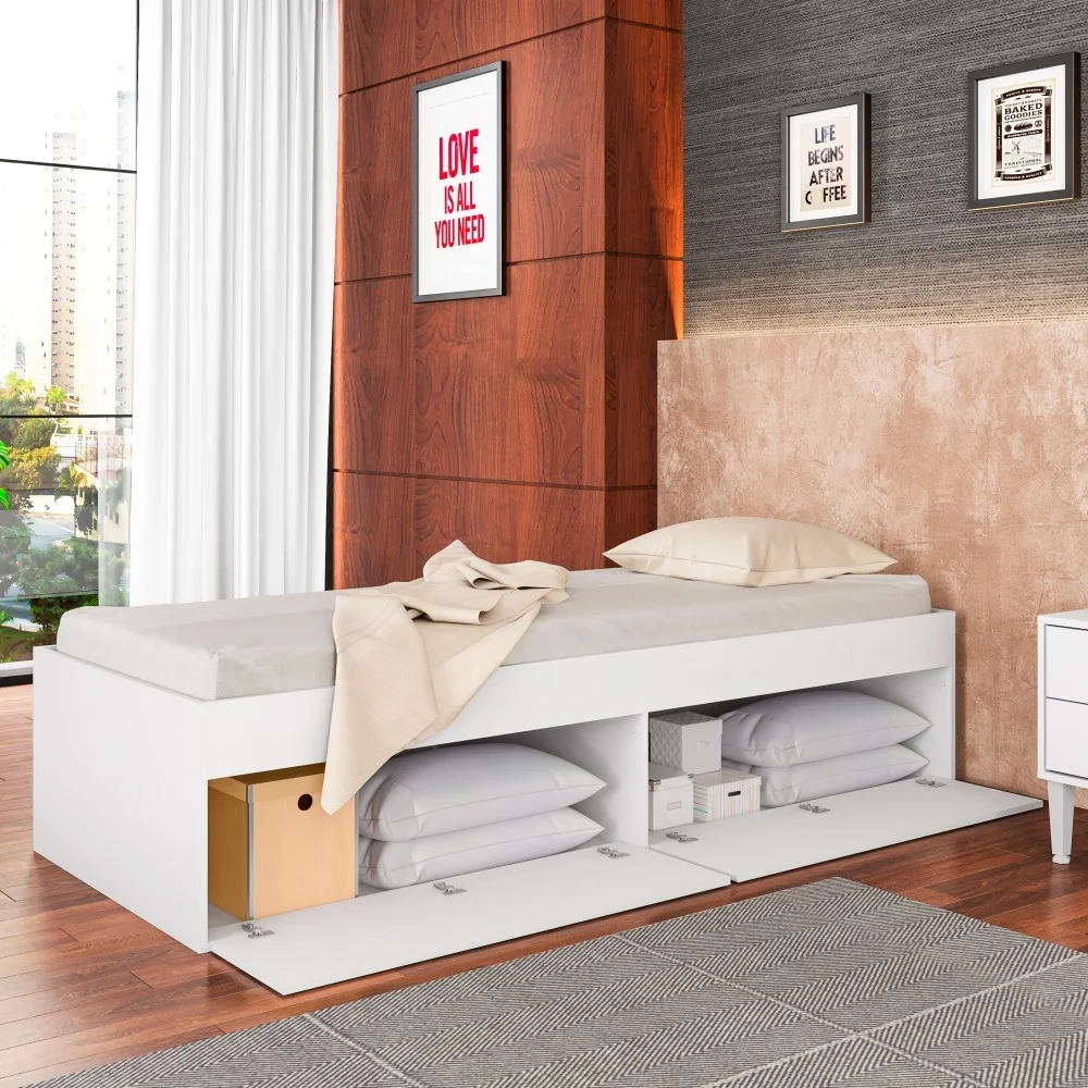 Cama Solteiro Tókio CM800 4 Portas Branco - Art In Móveis