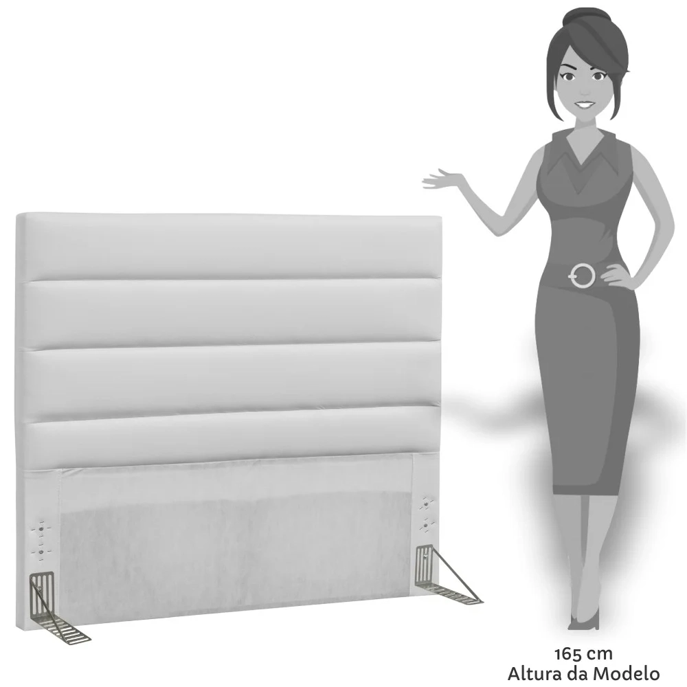Cabeceira Casal King 195cm Greta Sintético Branco Z51 - Mpozenato