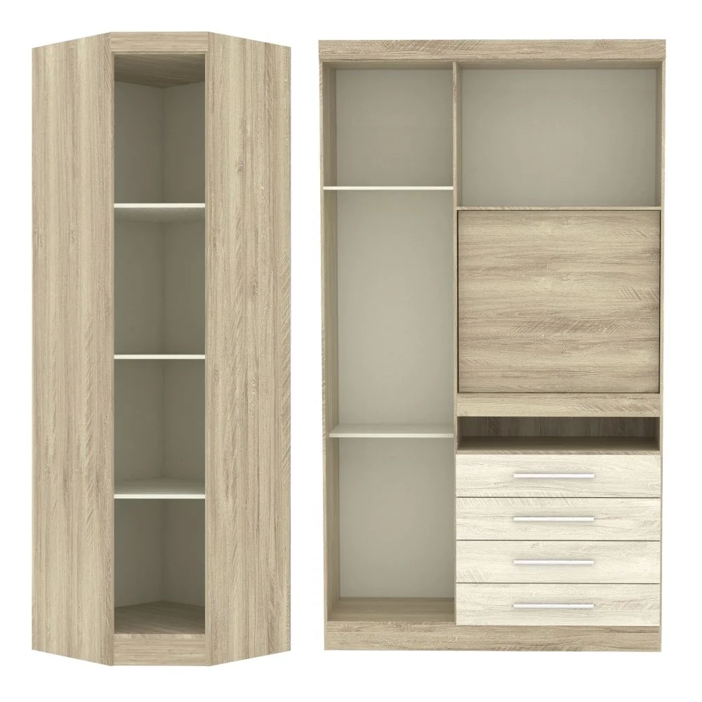 Jogo de Quarto Casal Modulado 001 Master Avelã Rústico/Ártico Rústico - Eucamóveis