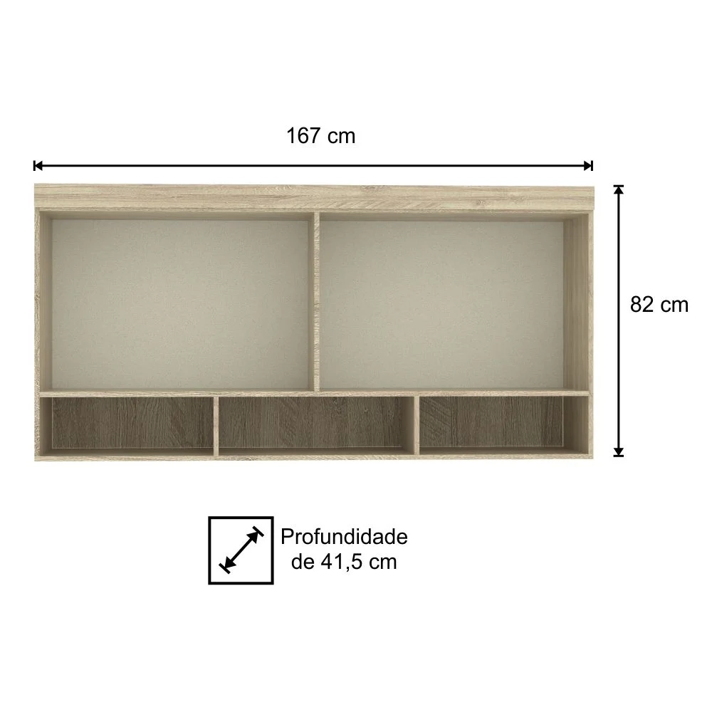 Armário Ponte Casal 167cm 201 Master 2 Portas Avelã Rústico/Ártico Rústico - Eucamóveis