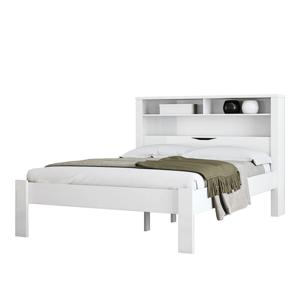 Cama Casal Invicta com Baú Branco - Santos Andirá