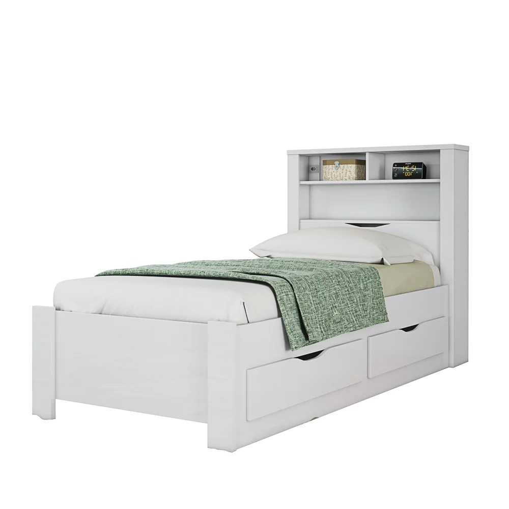 Cama Solteiro Invicta com 2 Gavetas Branco - Santos Andirá