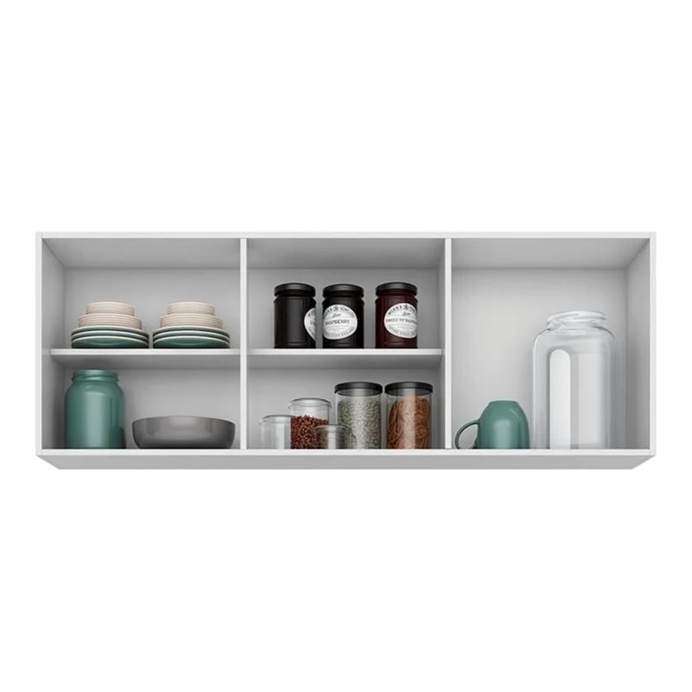 Kit 2 Armários Aéreos Parma 150cm 3 Portas Branco/Preto - Lumil Móveis