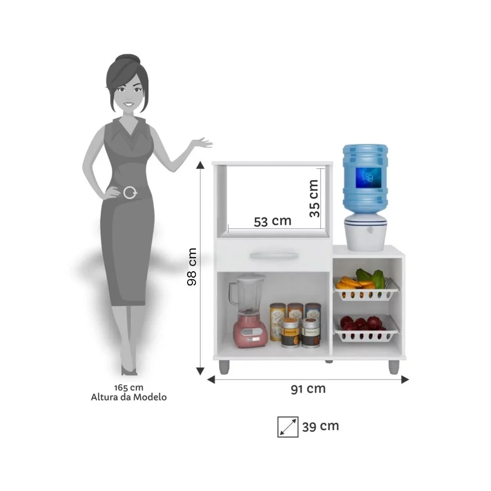 Kit 2 Armários Multiuso Irlanda com Fruteira Branco - Lumil Móveis