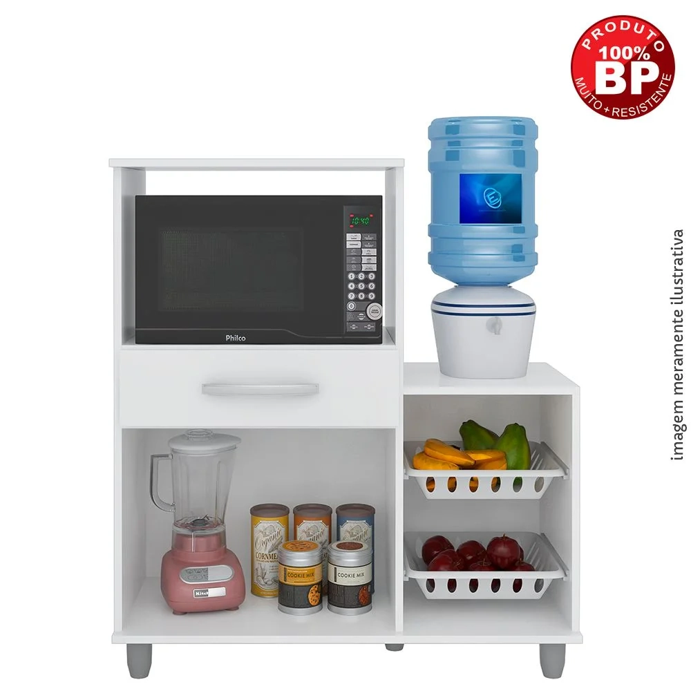 Kit 2 Armários Multiuso Irlanda com Fruteira Branco/Castanho - Lumil Móveis