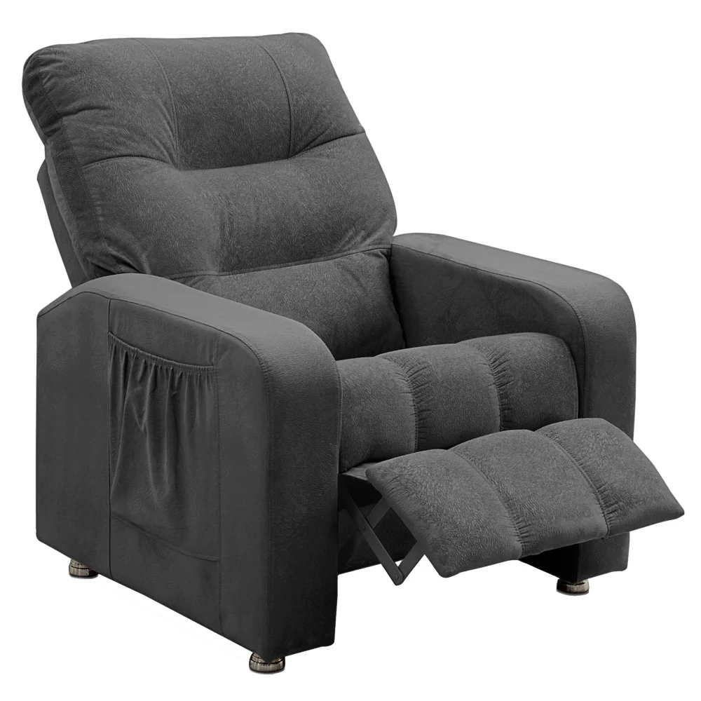 Poltrona do Papai Reclinável Turim Veludo Cinza -JS Móveis