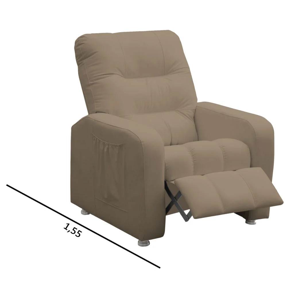 Poltrona do Papai Reclinável Turim Corano Bege - JS Móveis