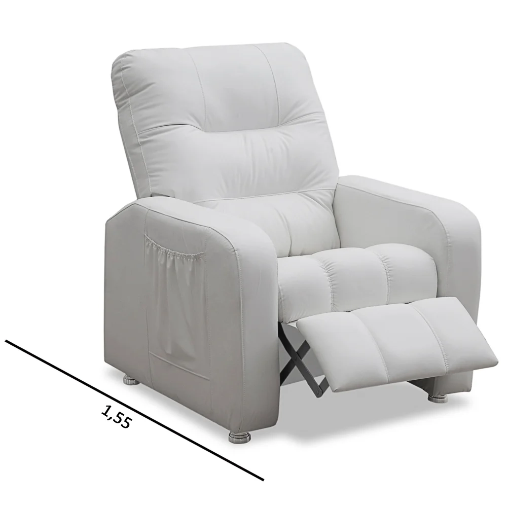 Poltrona do Papai Reclinável Turim Corano Branco - JS Móveis