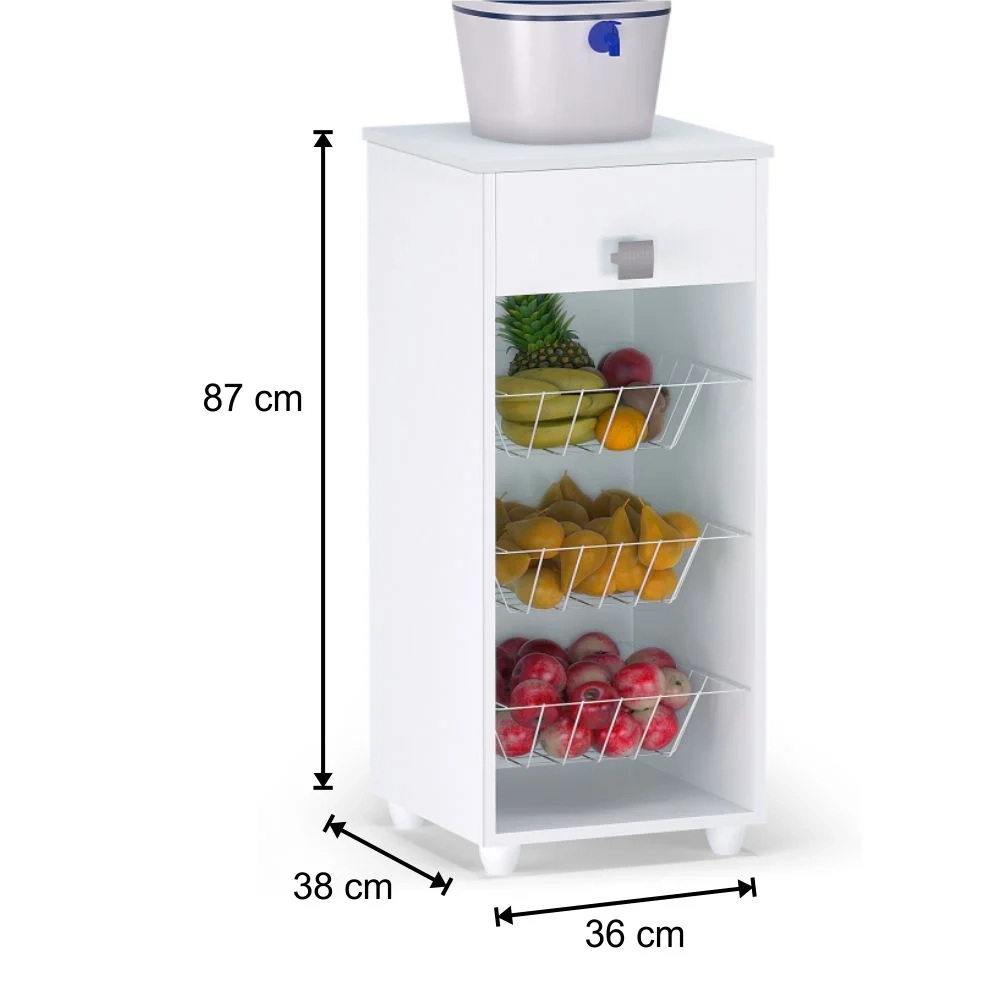 Kit 2 Balcões Fruteira 1 Gaveta Monalisa Branco - AJL Móveis