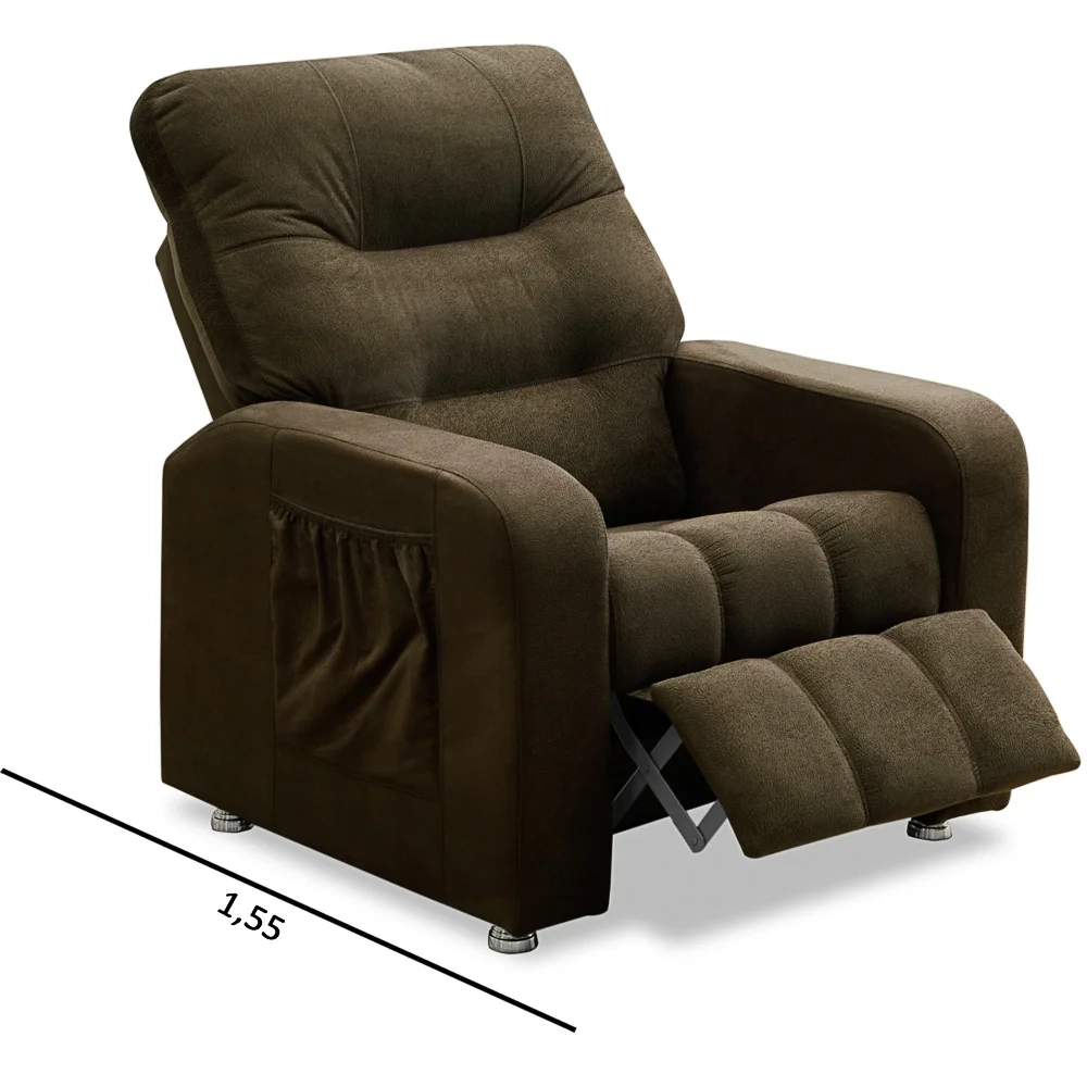 Poltrona do Papai Reclinável Turim Suede Castor - JS Móveis