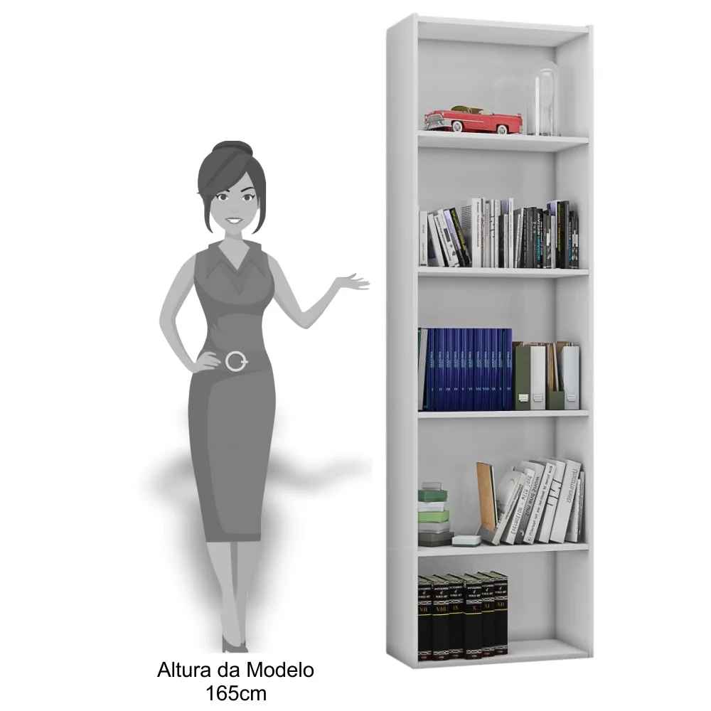 Kit 2 Estantes Livreiro 4 Prateleiras Luiza Branco - AJL Móveis