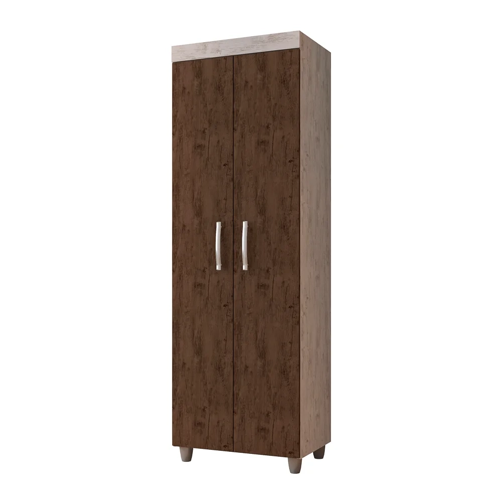 Armário Multiuso 02 Portas Rafaela Rústico/Chocolate - Nathy Móveis